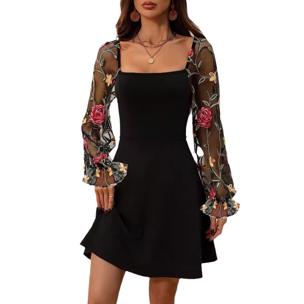 European And American Women's Long-sleeved Holiday Dress