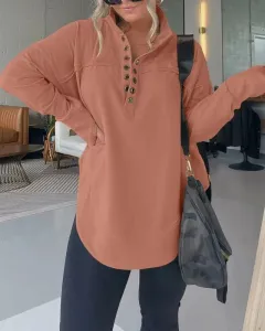 Women's Fashion Long Sleeve Thickened Sweater - Light Brick Colour - View 1