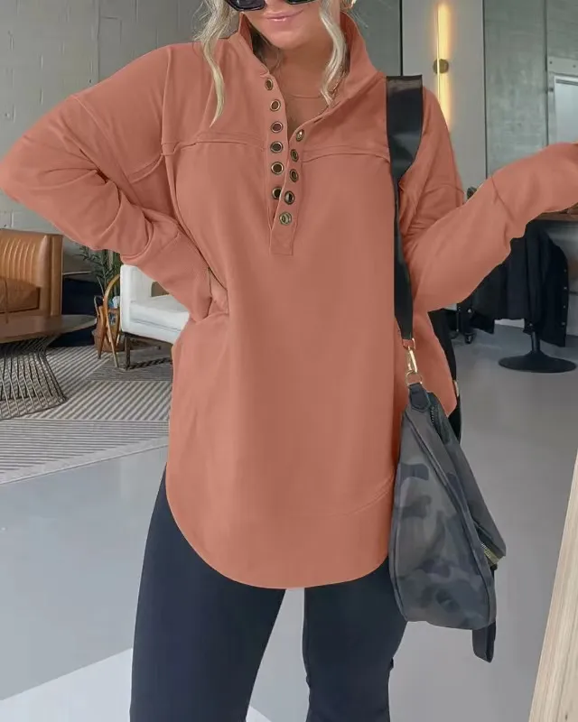 Women's Fashion Long Sleeve Thickened Sweater Light Brick Color Xxl - Shop at LoveMi