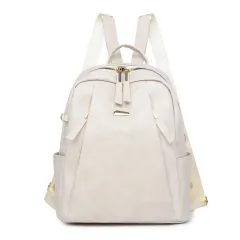 Bag Women's Backpack Casual Retro Large Capacity Outdoors Commute Travel - Beige - View 1