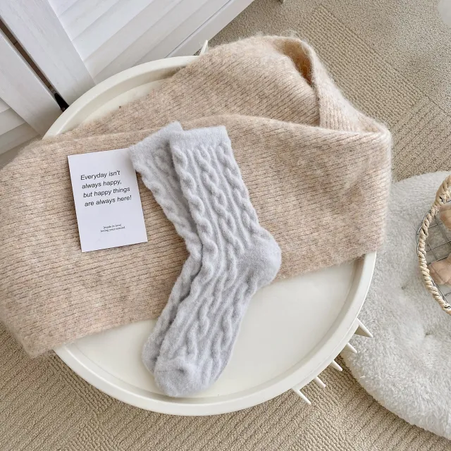 Fleece Lined Padded Warm Keeping Floor Home Sleeping Socks Gray - Shop at LoveMi
