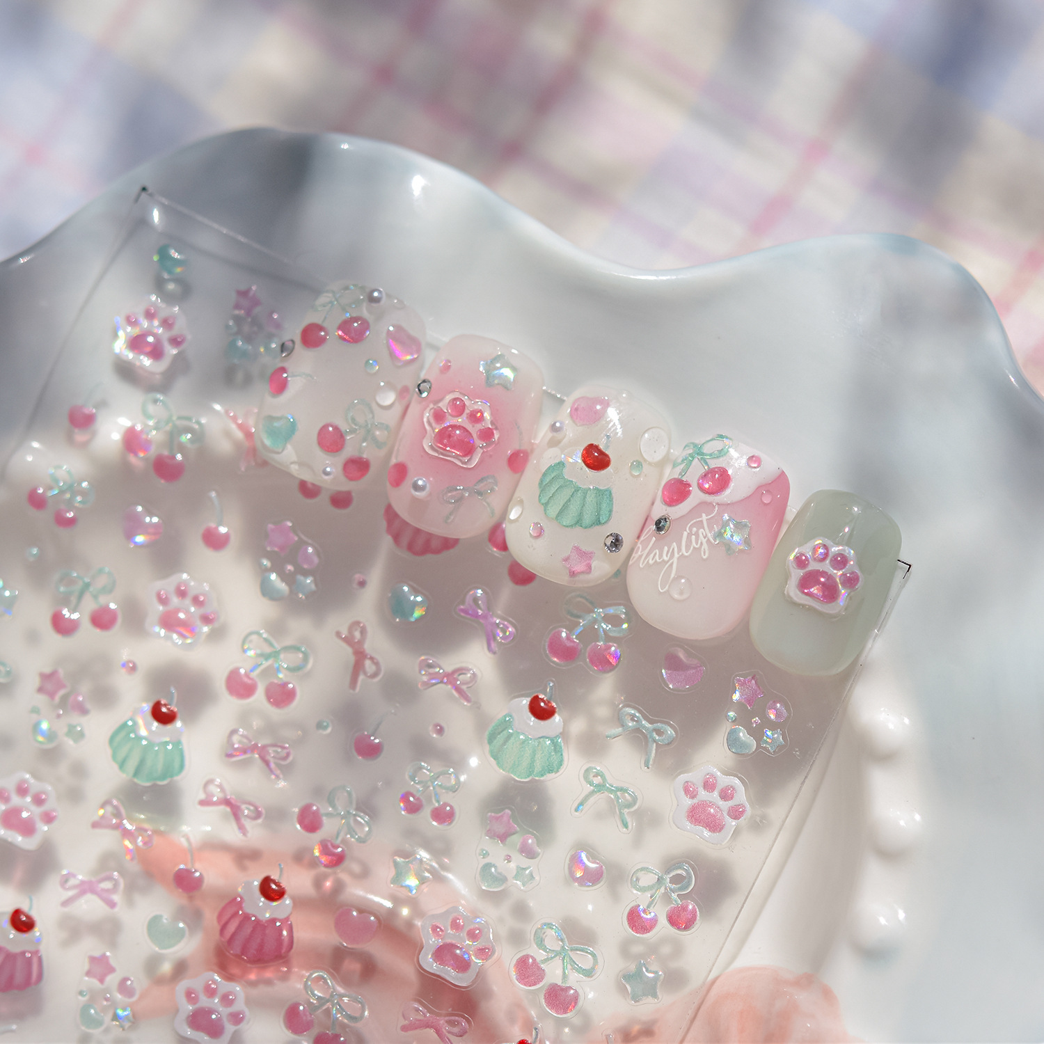 Nail Stickers Cat Paw Cherry And Pudding Inspired Nail Art Assistive Decals