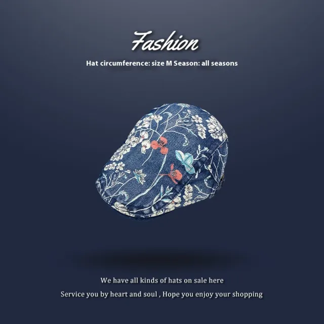 Blue Advance Hats Spring And Autumn Painter Cap Women's Casual Fashion Printed Hat Dark Blue - Shop at LoveMi