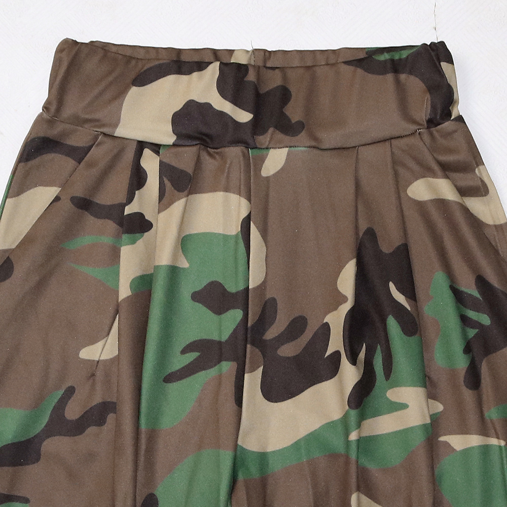 Title 12, Dames camouflage broek met wijde pijpen en elas...