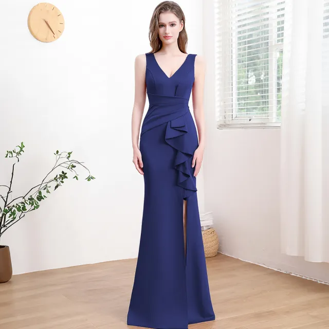 Evening Gown For Women High end Elegant Simple And Light Luxury Blue - Shop at LoveMi