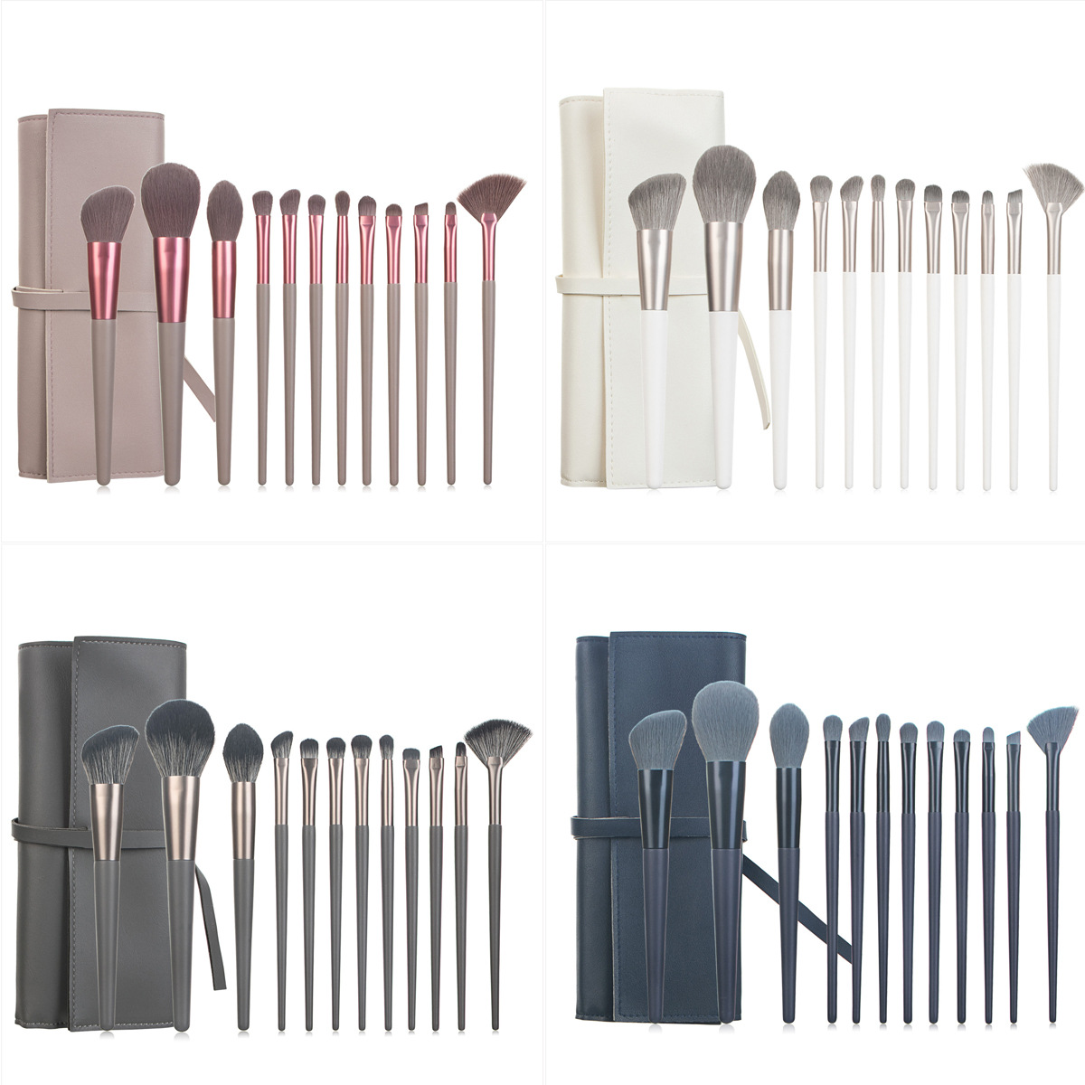 12-piece Makeup Brush Set With 4 Colors And A Makeup Bag