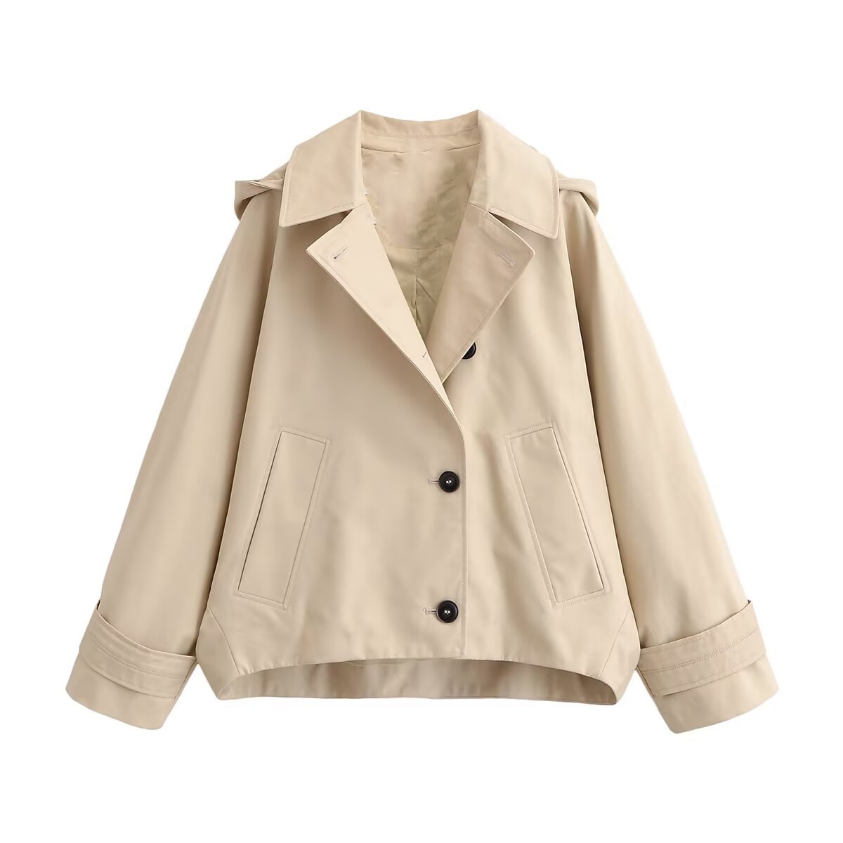 Fashionable Casual Hooded Cape-style Trench Coat