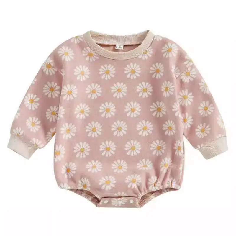 Girl's Chrysanthemum Embroidered Full Printed Romper