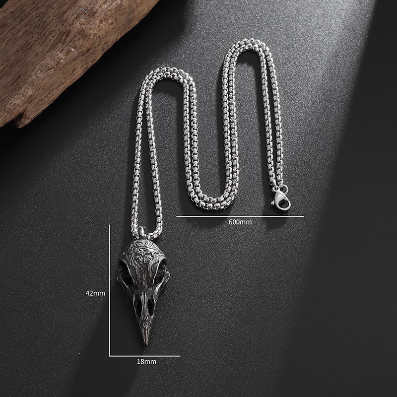 Viking Stainless Steel Carved Crow Pendant New Titanium Steel Men's Necklace Ornament