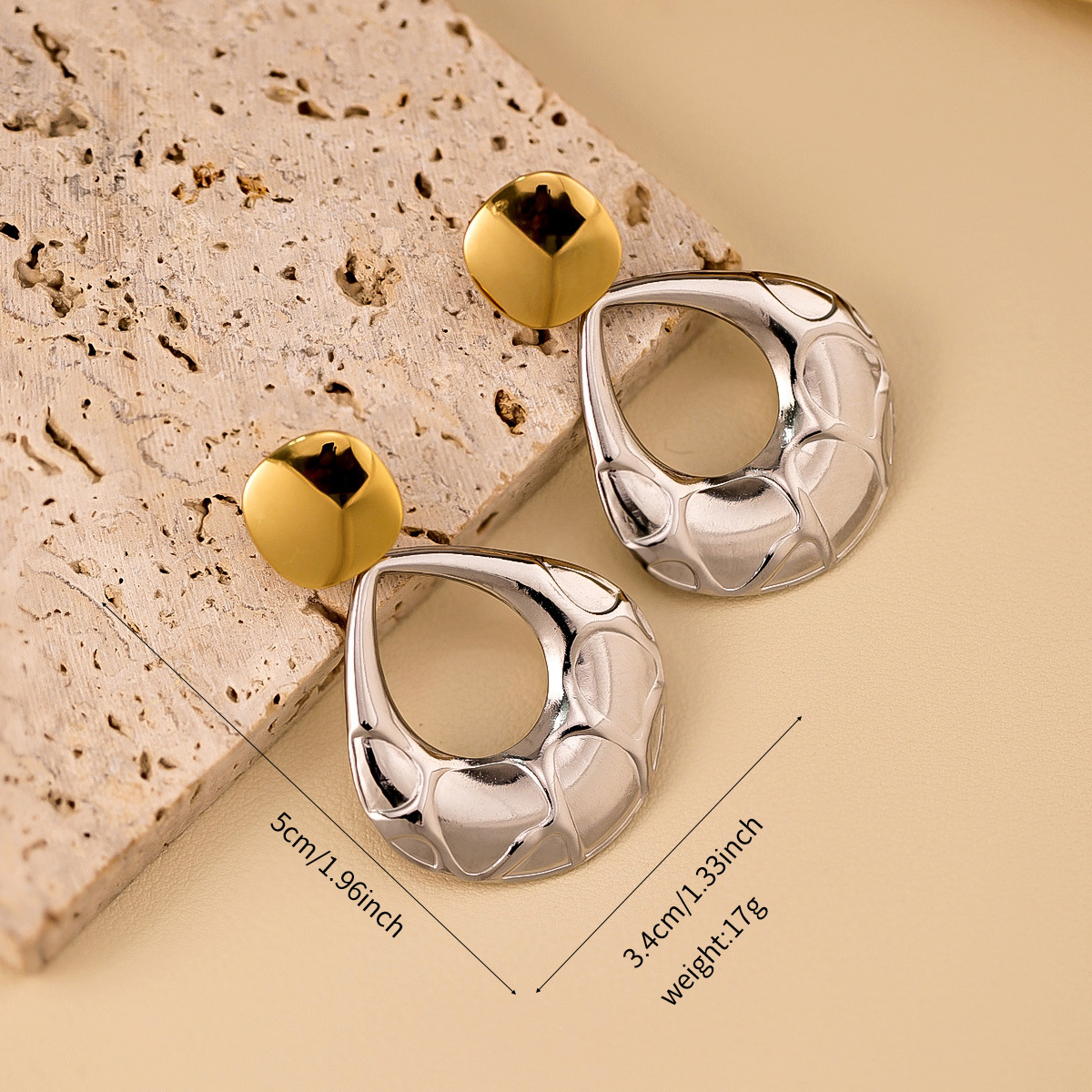 Fashionable Geometric Color-Block Earrings Womens Retro Niche Style