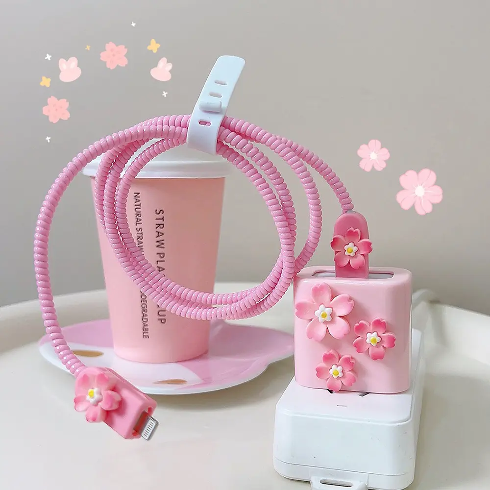 Stereo Cartoon Data Cable Charger Protective Cover