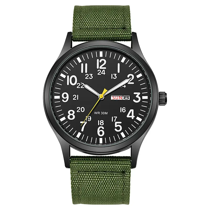 Men's Nylon Quartz Watch Luminous Woven Calendar Week Display