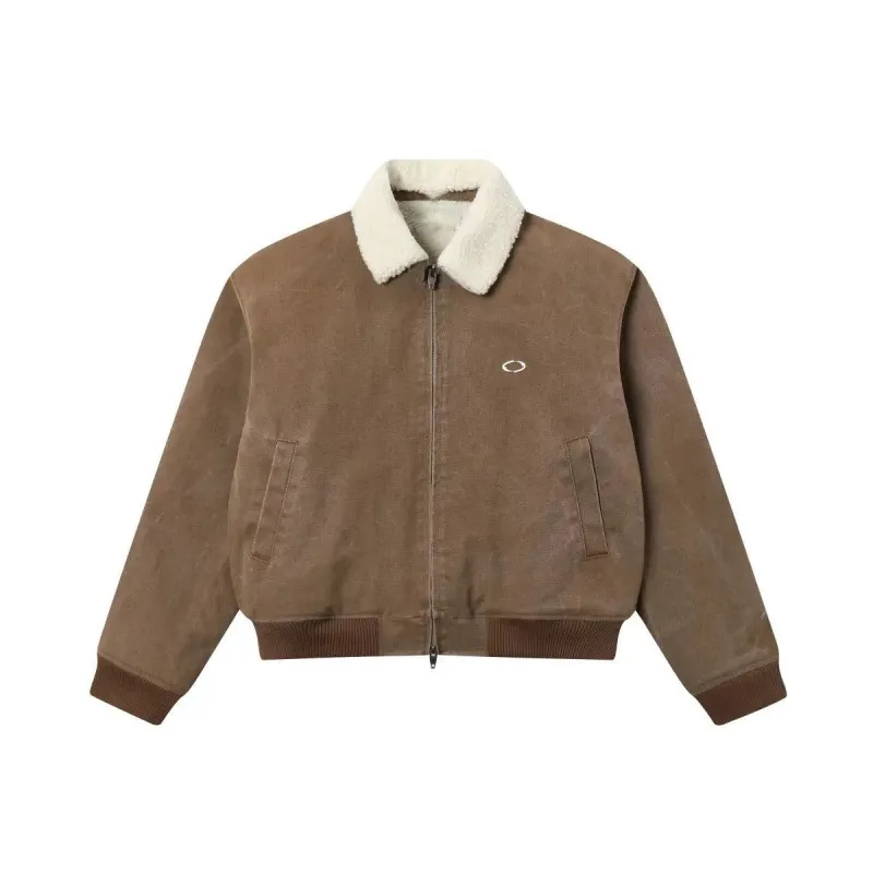 Loose Fashion Brand Thick Warm Jacket - Tan Lamb Wool Warm