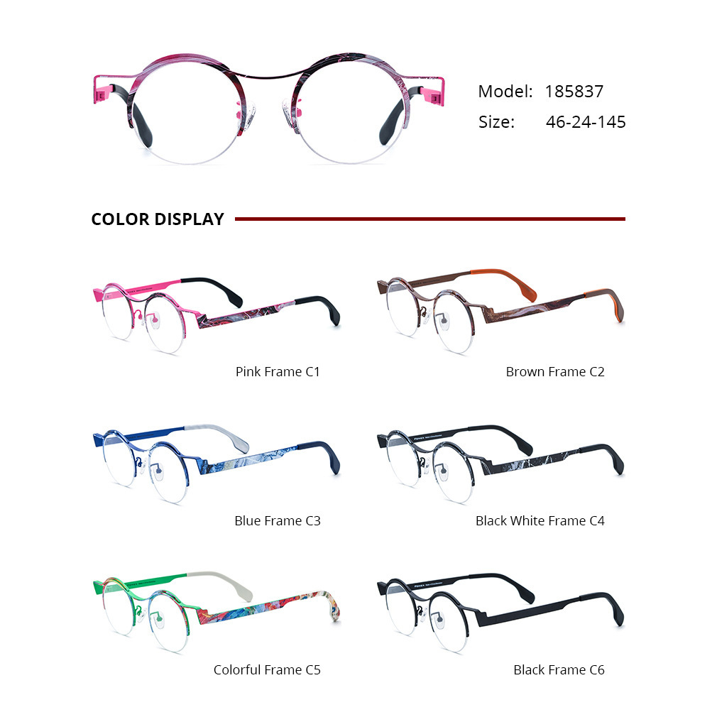 Women's Versatile Colored Ultra-light Pure Titanium Myopia Round Glasses - Image 2
