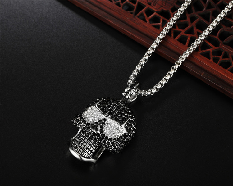 Title 4, Collana con ciondolo teschio diamante punk hip-...