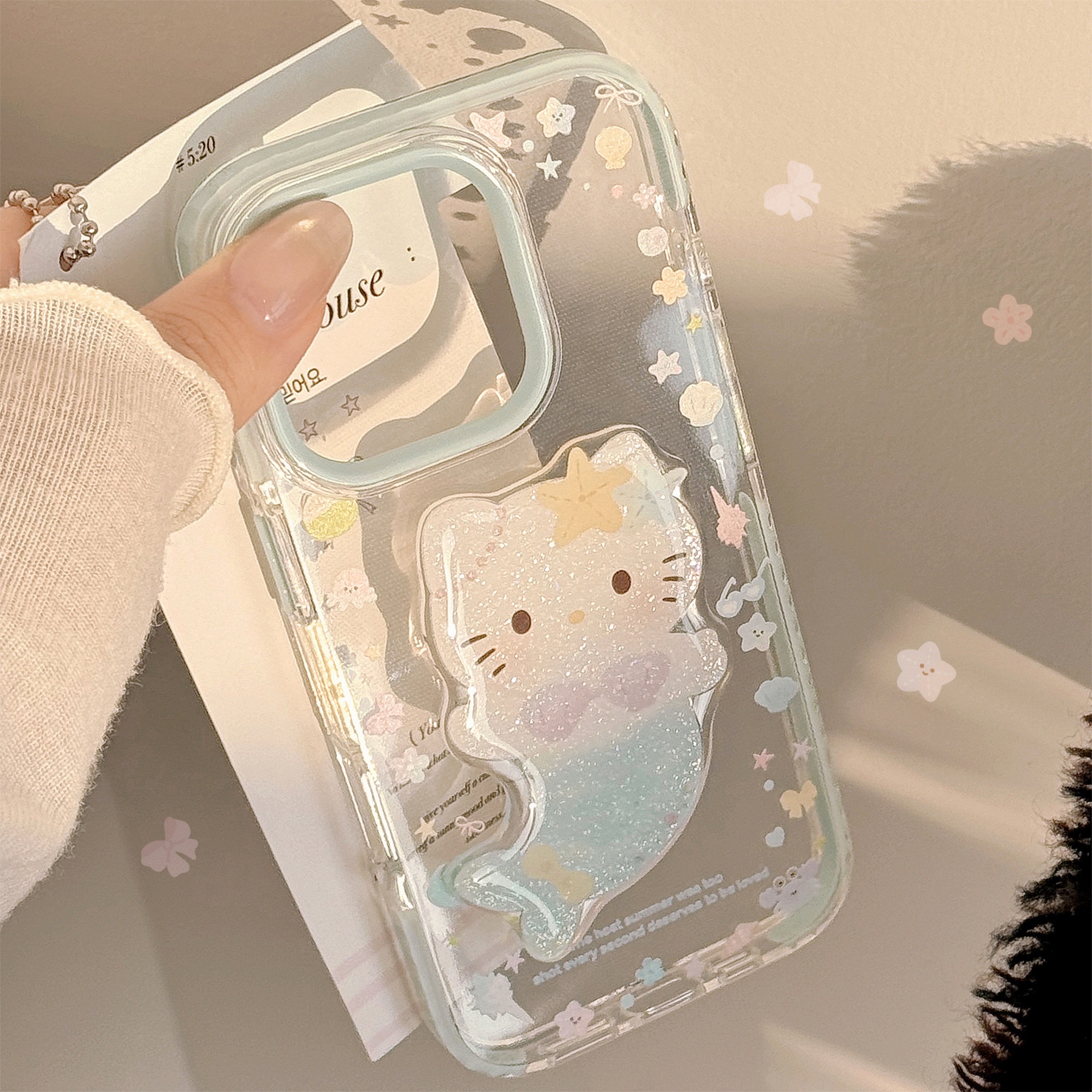 Seaside Cartoon Phone Case With A Mermaid Stand