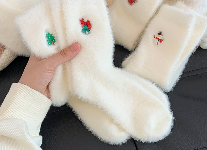 Women's Autumn And Winter Style White Mink Fur Christmas Stockings