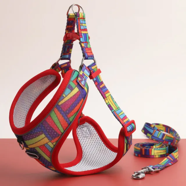 Pet's Chest back Traction Dog Walking Chest Strap Red Edge Geometry - Shop at LoveMi