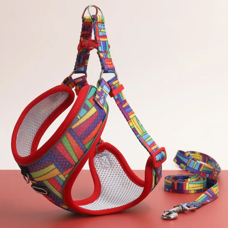 Pet's Chest-back Traction Dog Walking Chest Strap - Red Edge Geometry