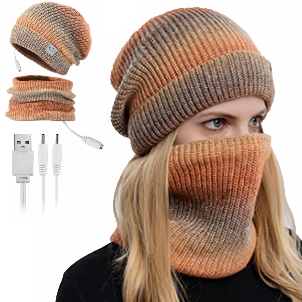 USB Electric Heating Keep Warm And Emit Heat Hat Outdoor Heating Scarf