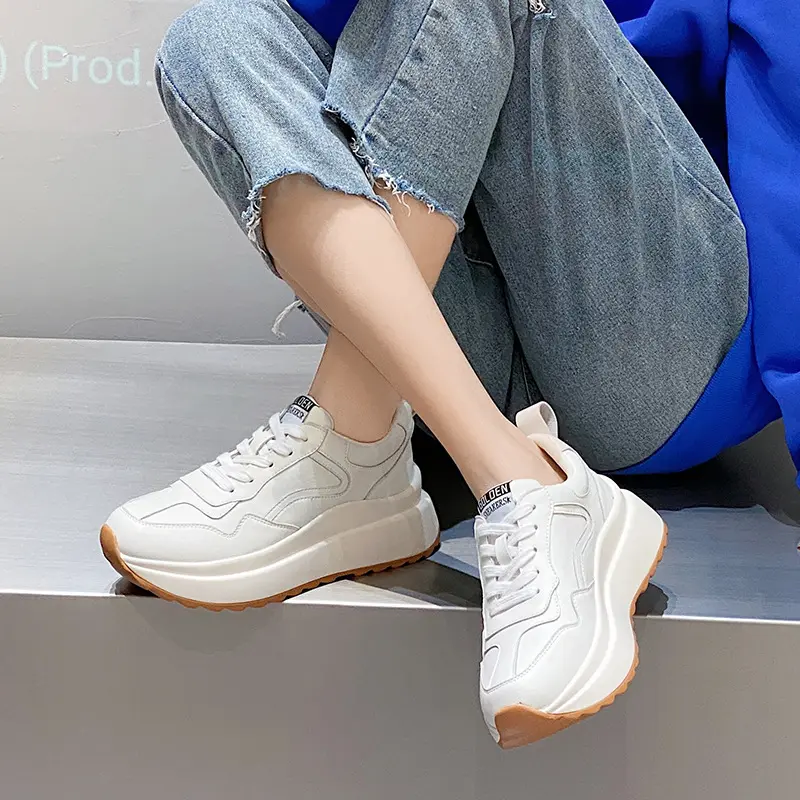 Women's Fashion Cattlehide Leather Casual Sports White