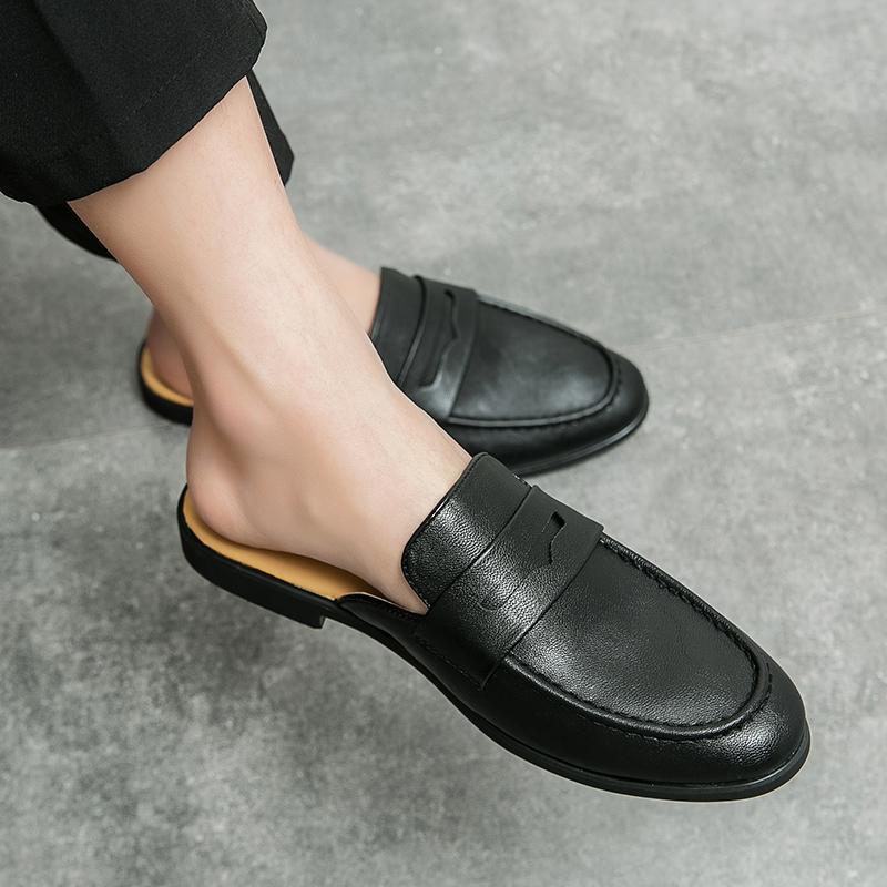 Breathable Leather Half-slippers For Men Slip-on Loafers