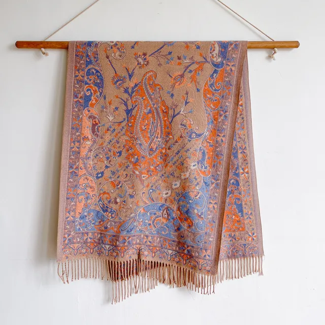 Cashmere like Ethnic Style Shawl Thickened Warm Tassel Scarf Khaki - Shop at LoveMi