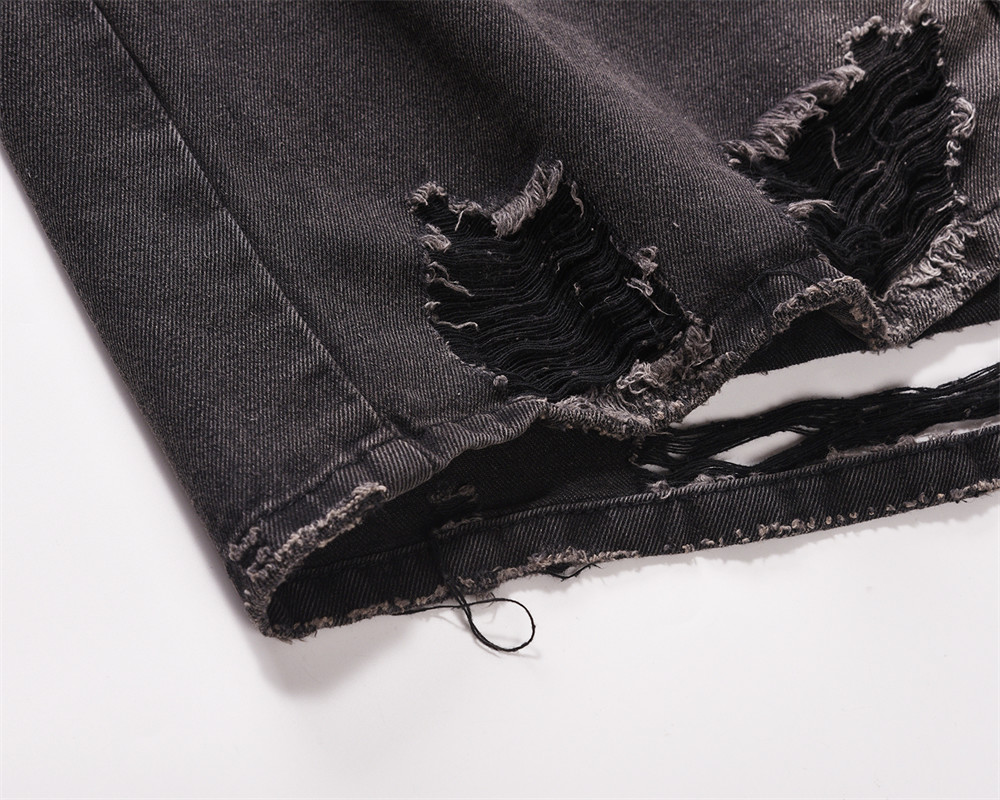Punk Waste Soil Washed Old Ripped Denim Loose Casual Turn-down Collar Coat
