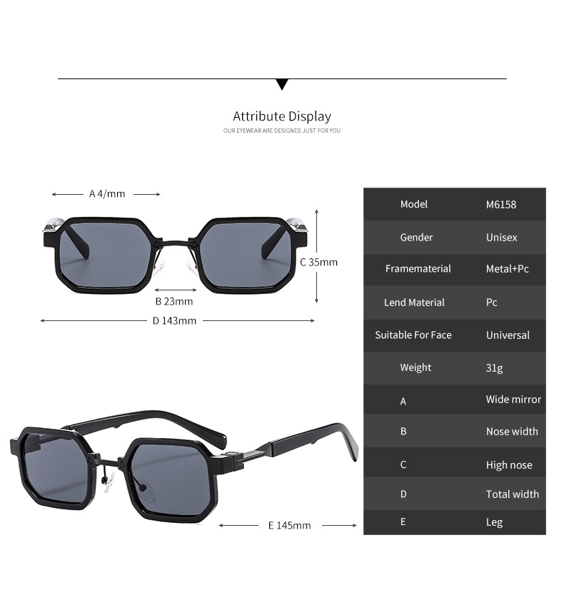 Title 2, Retro Square Small Frame Fashion Sunglasses