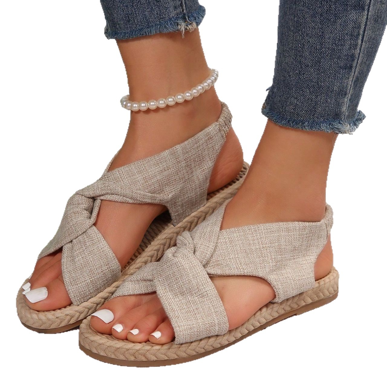 Fabric Flat Sandals, picture 3 of 8