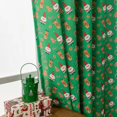 Christmas Snowman Angel Print Curtain Living Room - Green - View 1