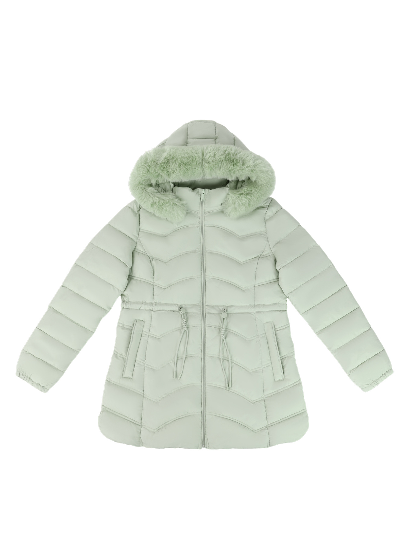 Women's Coat With Detachable Fur-trimmed Hood And A Cinched Waist For A Slimming Fit - Image 8