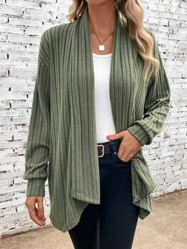 Cross border Foreign Trade Temu Long Sleeve Loose Cardigan Coat Olive Green - Shop at LoveMi