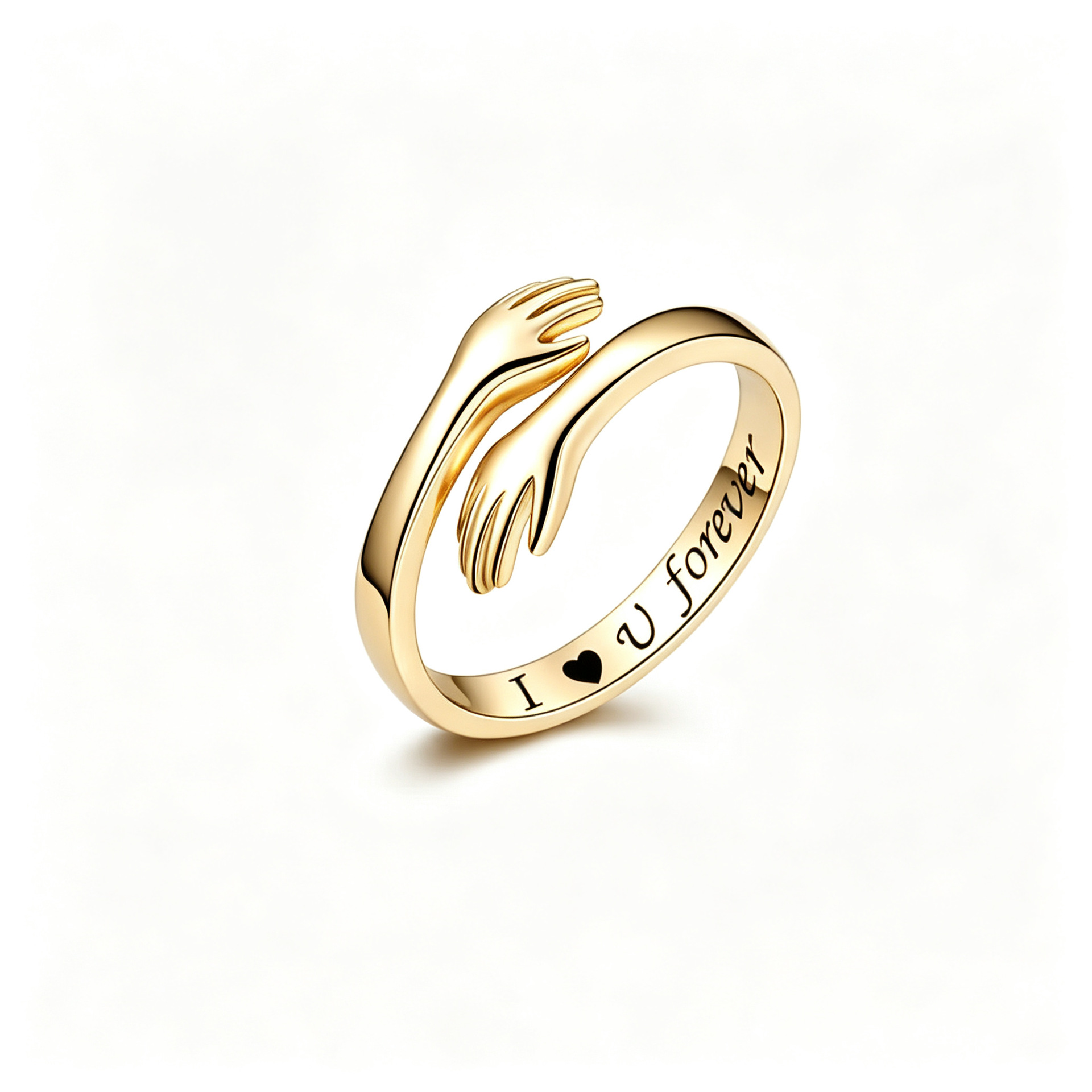 Stainless Steel Inspirational Hug Ring Women's Opening Design