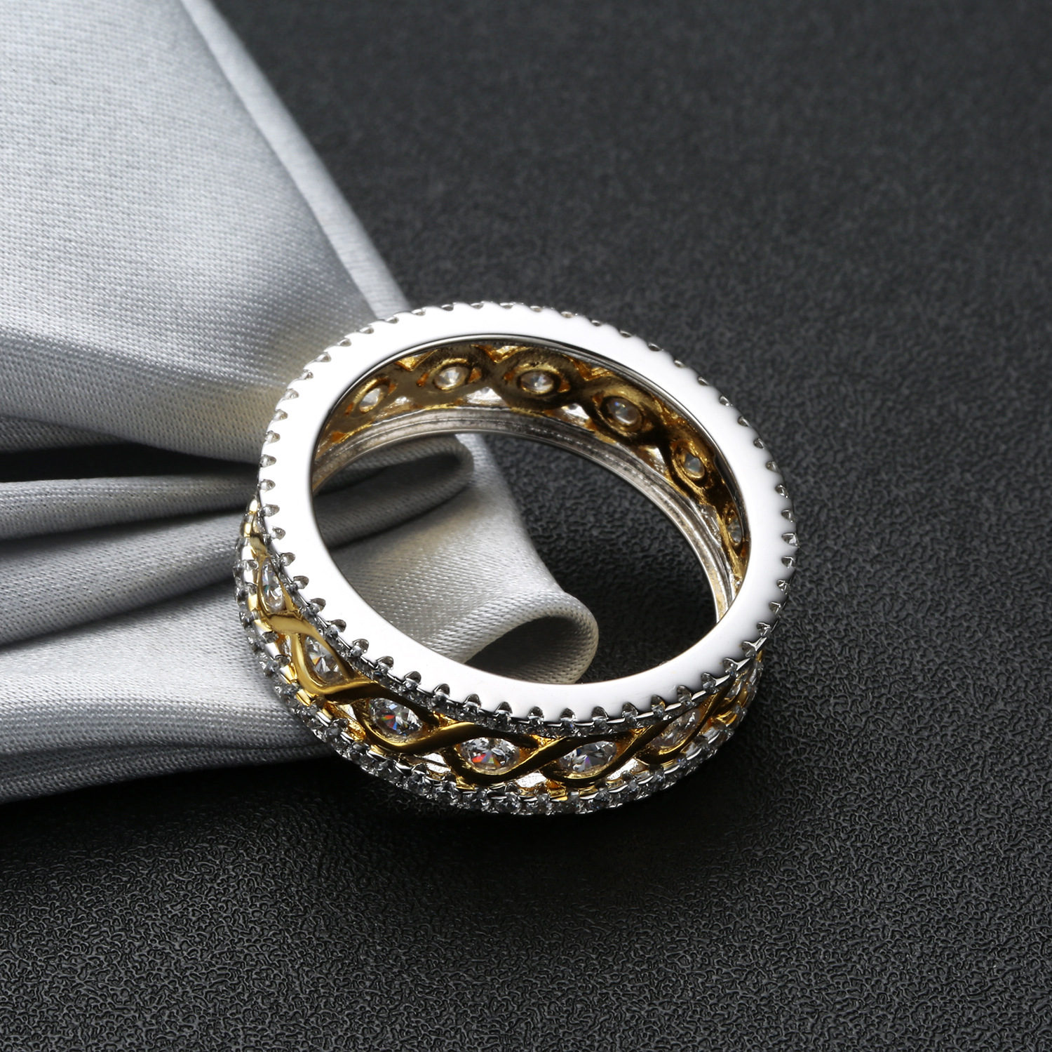 Sterling Silver Zircon Coin Ring, picture 2 of 3