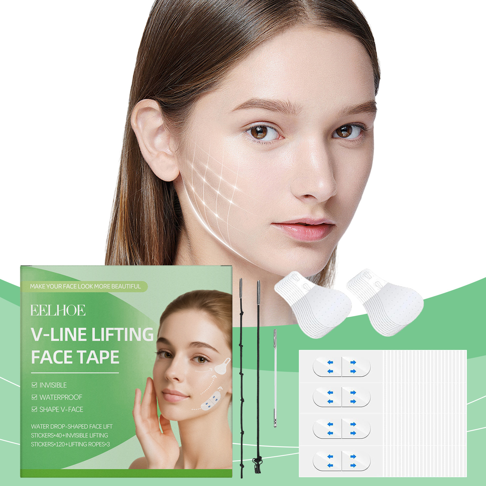 Invisible Face Nursing Adhesive Bandage Suit Firming Facial Skin Daily Shaping Small Face Face Lift Tape Patch