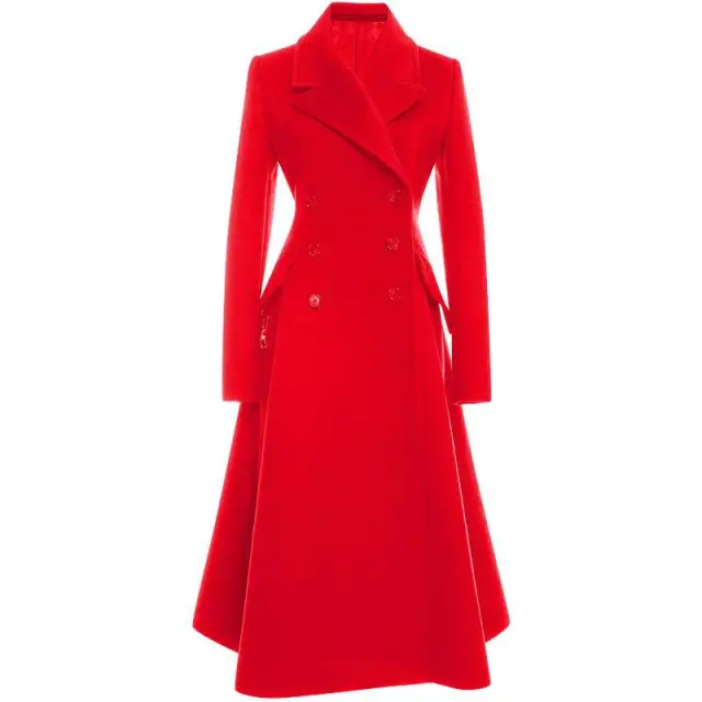Elegant Slim Fit Women's Woolen Coat Red - Shop at LoveMi