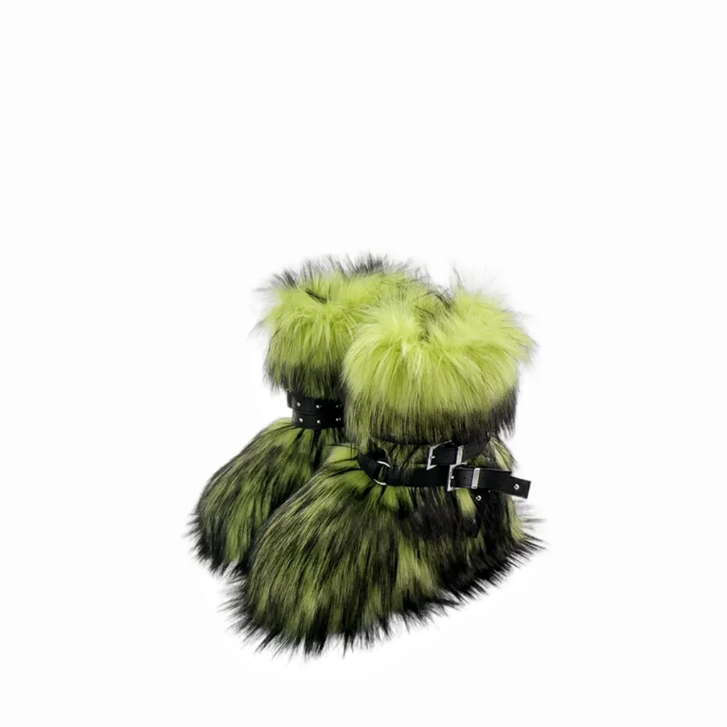 Wool Rivet Slim Fit Dark LASE Up Boots - Green