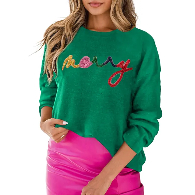 Women's Autumn Simple Loose Colored Letter Sweater P209 - Shop at LoveMi