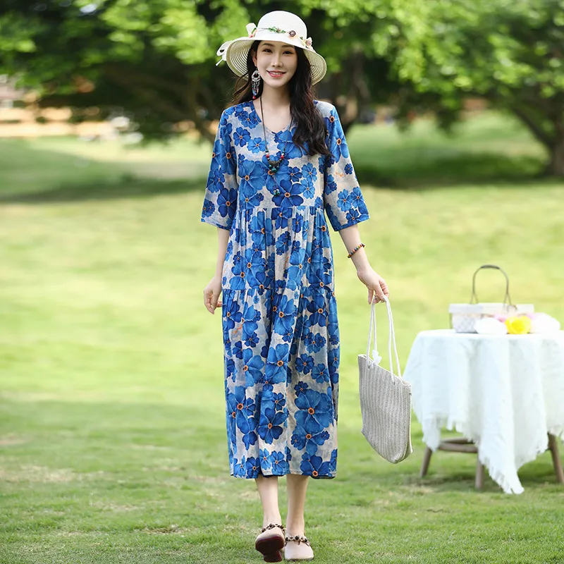 Summer New Noil Poplin Dress Stylish Thin High-end Casual Beach Skirt - No 7 Color