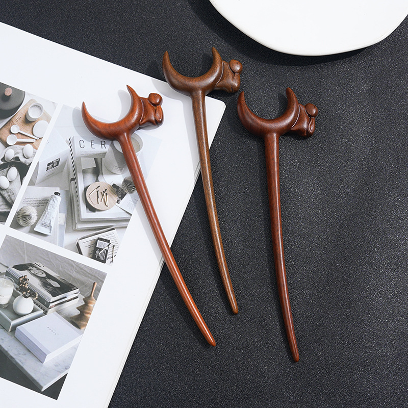 Wooden Women's Chinese Style Headdress Animal Hairpin 24