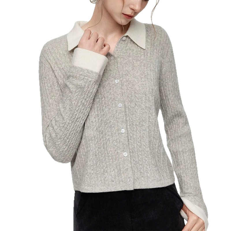 Cabled Lapel Knitted Sweater, picture 7 of 7