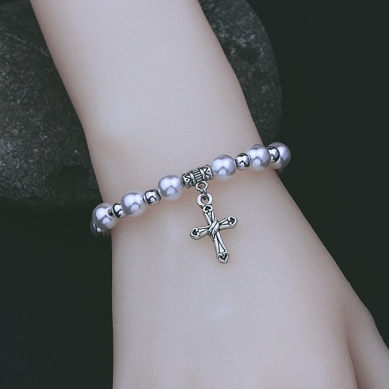 Vintage  Pearl Cross Bracelet