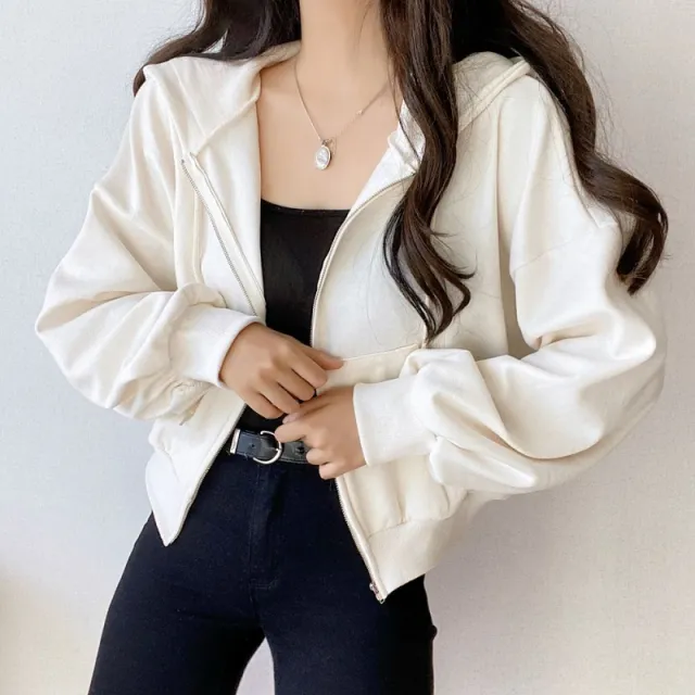 Niche Casual Hoodie With Drawstrings Design Loose Small Long Sleeve Beige - Shop at LoveMi