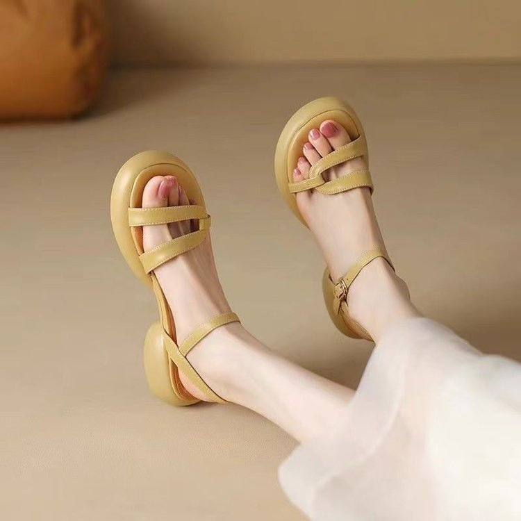 Arrival Womens Open-toe Round-toe Sandals With Thick Soles And Chunky Heelscasual And Versatile