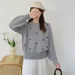 Korean-style Gentle Top Sweet Girl Love - Grey - View 1