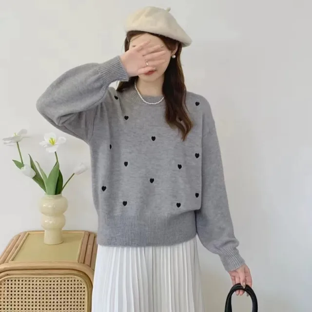 Korean style Gentle Top Sweet Girl Love Gray - Shop at LoveMi