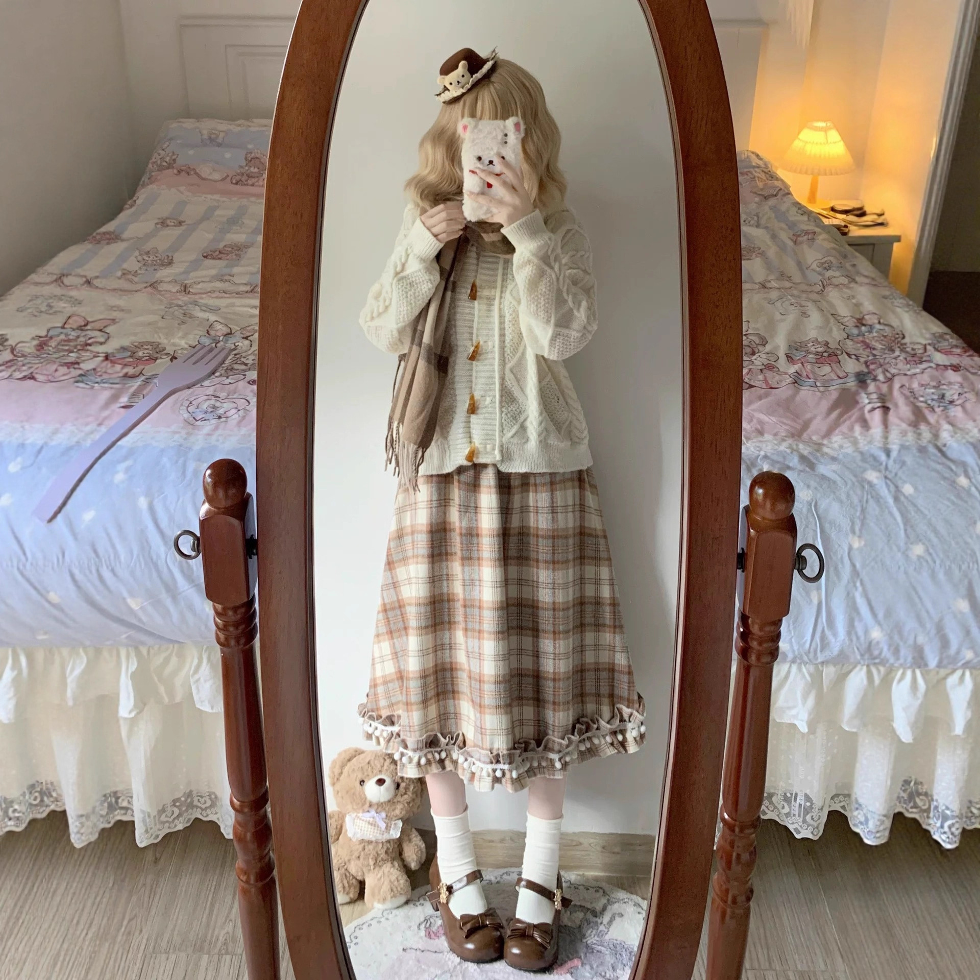 High Waist Slimming All-matching A- Line Mid-length Skirt
