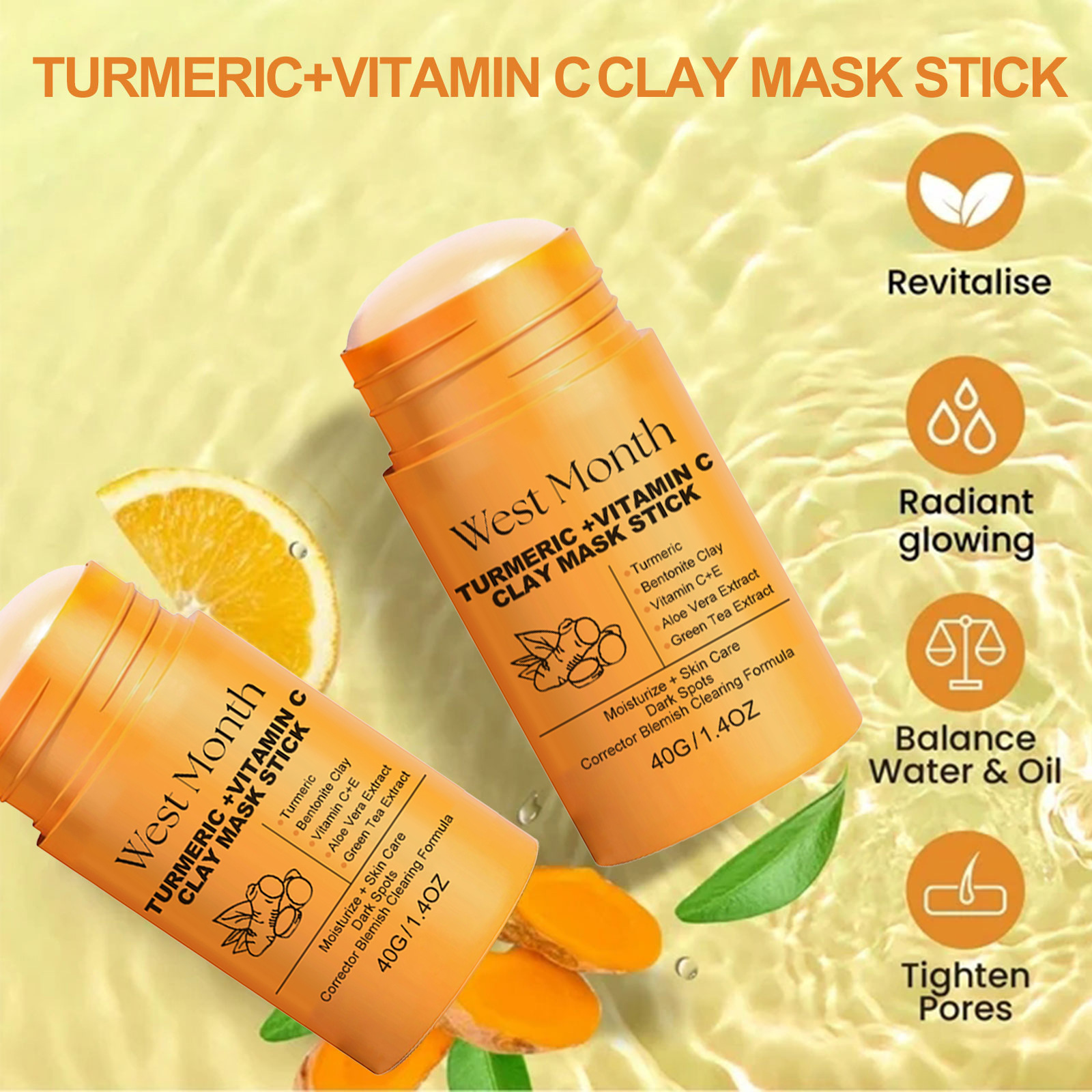 Title 2, Ginger Yellow Mud Brightening Skin Mask Stick D...