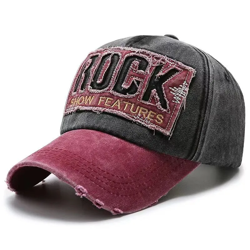 Stitching Washed Cotton Baseball Hat - Black